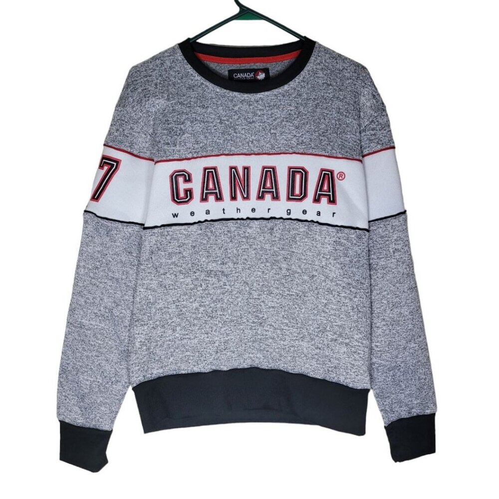 Canada‎ Weather Gear Sweatshirt Pullover Womens Medium Gray Red Sportswear Soft